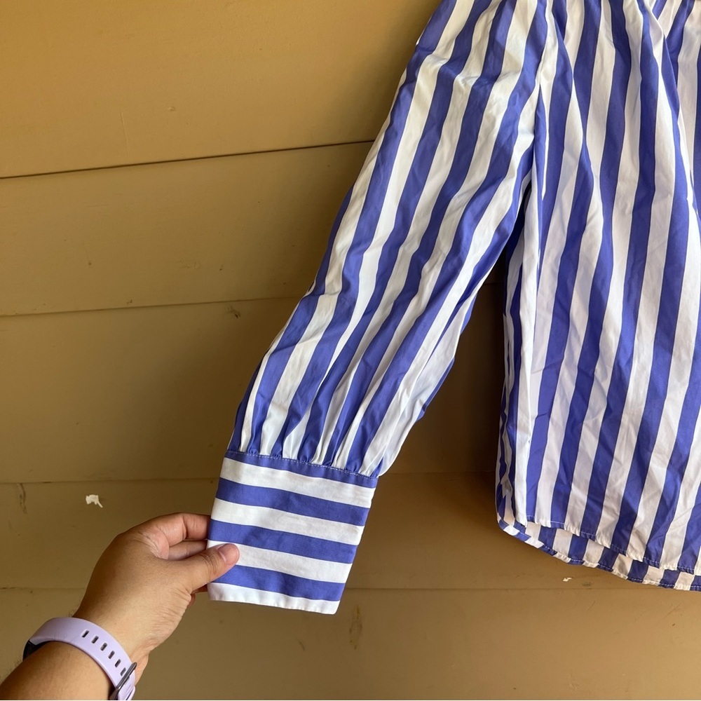 Thomas Mason X J.Crew Off-The-Shoulder Striped Top - Size 6 - Preppy Classic - Picture 3 of 8